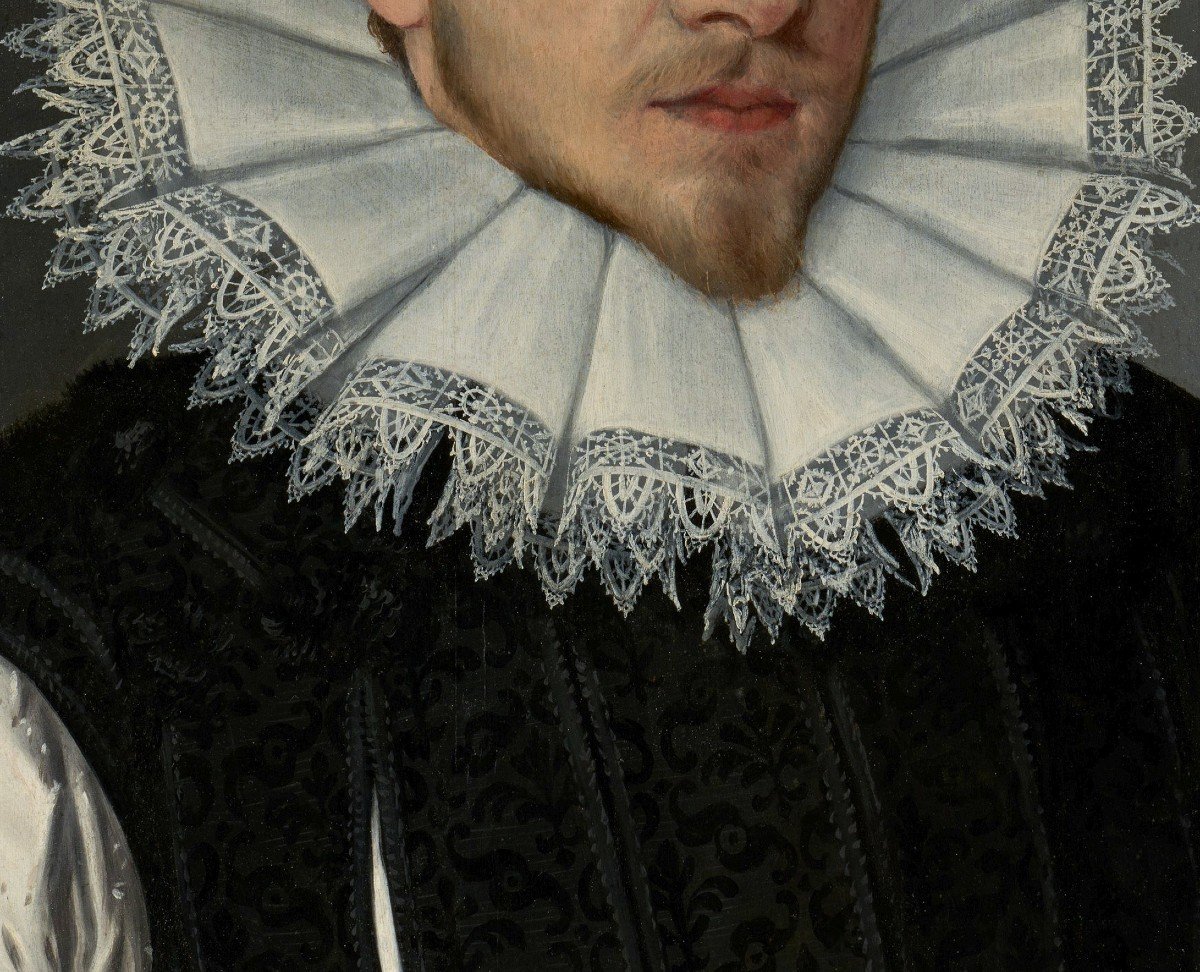 Portrait De Heinrich Mühlegg, Monogramme & Daté 1600, Par Lorenz Strauch, Huile Sur Panneau-photo-4