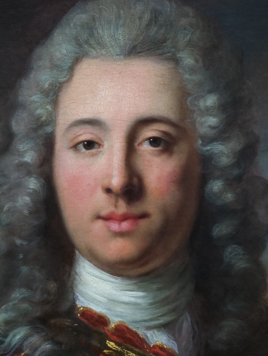 Portrait d'Un Gentilhomme Portant Une Armure Et Un Manteau Mauve Vers 1740, Huile Sur Toile-photo-3