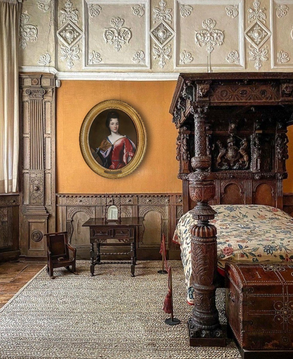 Vers 1690 Portrait De Dame Renée Bouthillier De Chavigny, Huile Toile, Provenance Du Château-photo-2