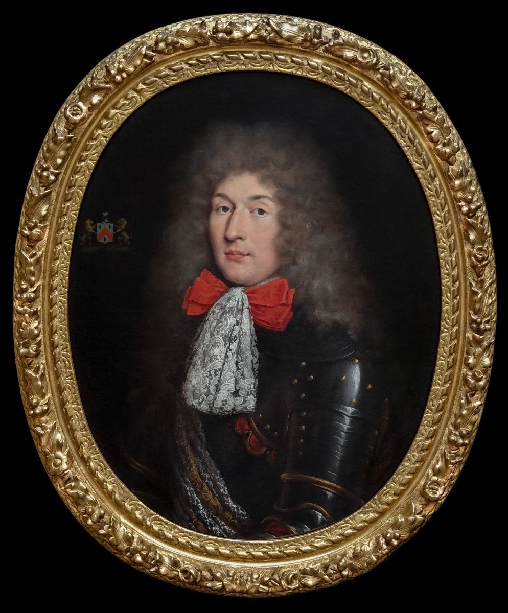 Portrait d'Un Gentilhomme En Cravate De Dentelle Et Armure, Années 1680, Pierre Mignard, Cadre 