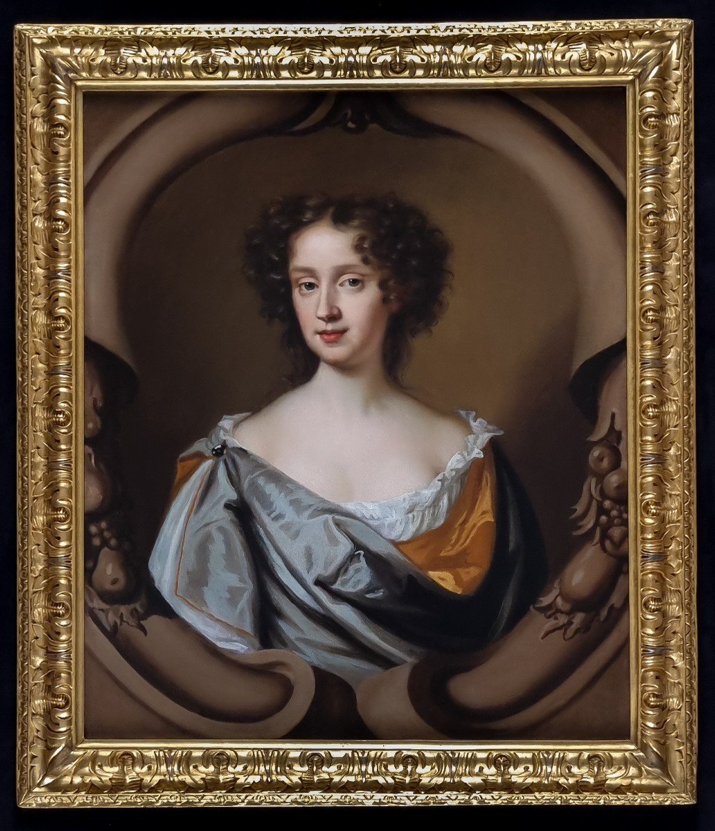 Portrait d'Une Dame Dans Un Cartouche En Pierre élaboré C.1675-80;  Mary Beale, Huile Sur Toile-photo-2