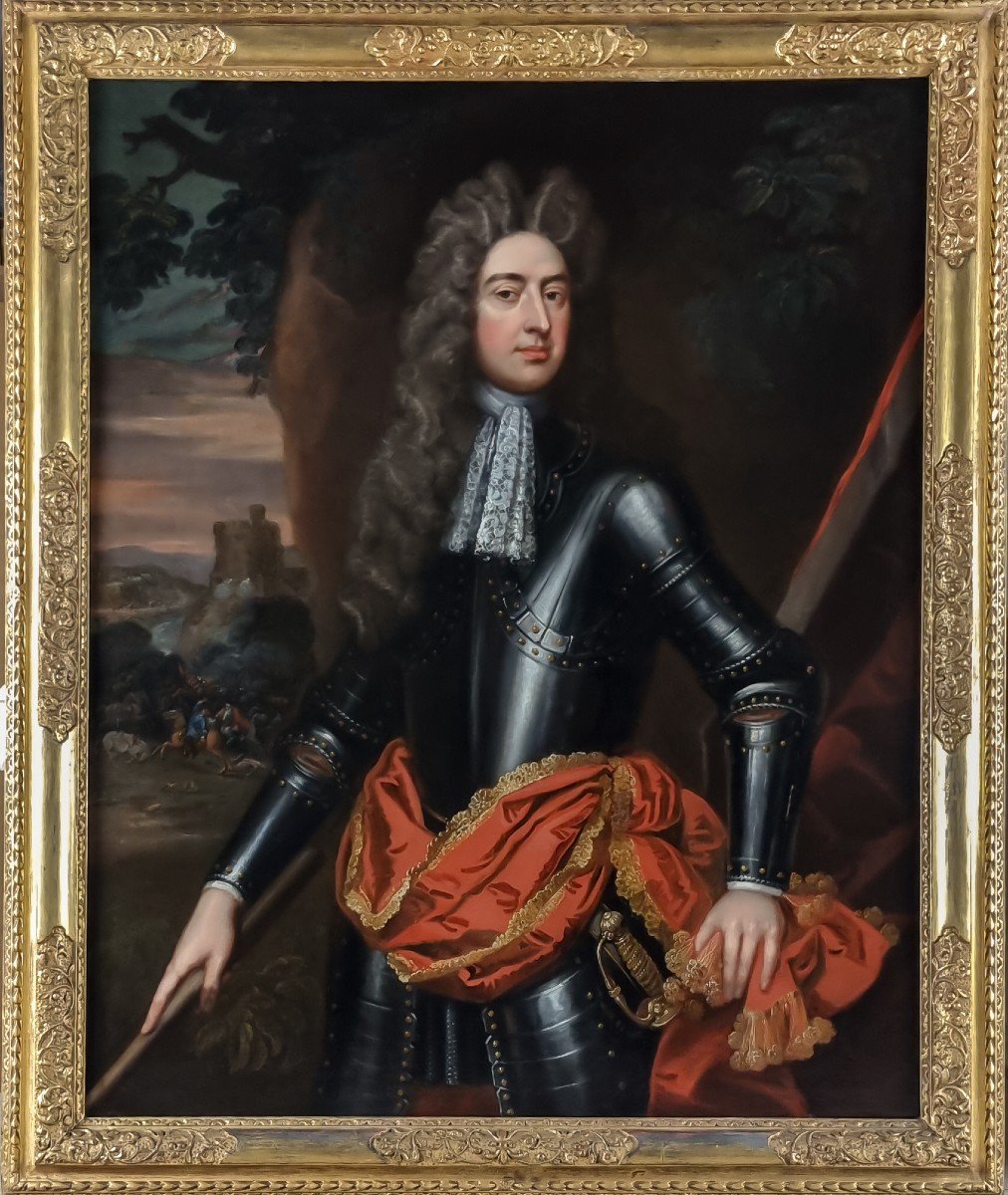 Portrait d'Un Gentleman, Le Colonel Richard Lister En Armure Et Tenant Un Bâton Vers 1690