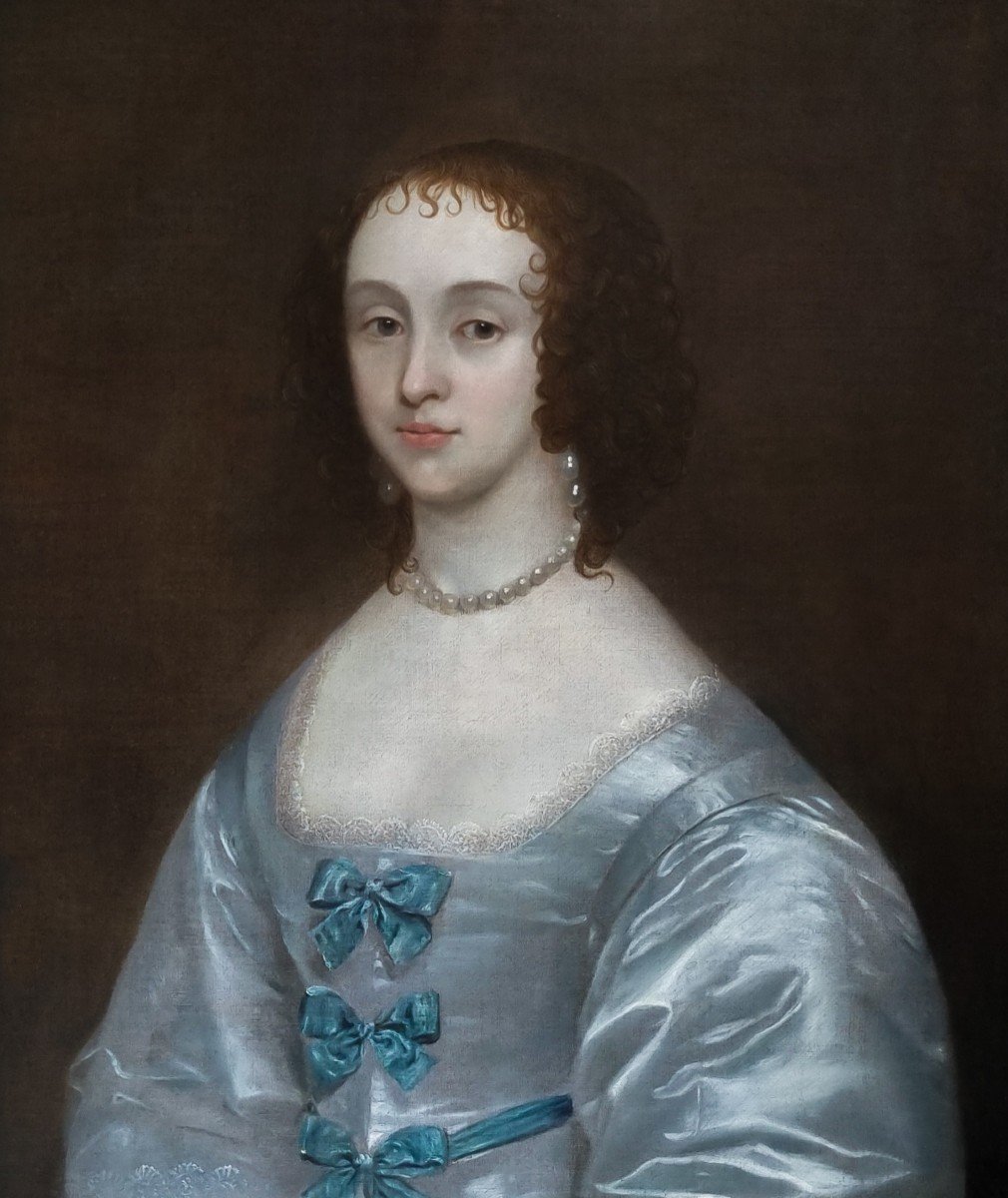 Portrait Of A Lady, Katherine St Aubyn Godolphin C.1637, Antique Painting Oil On Canvas-photo-3