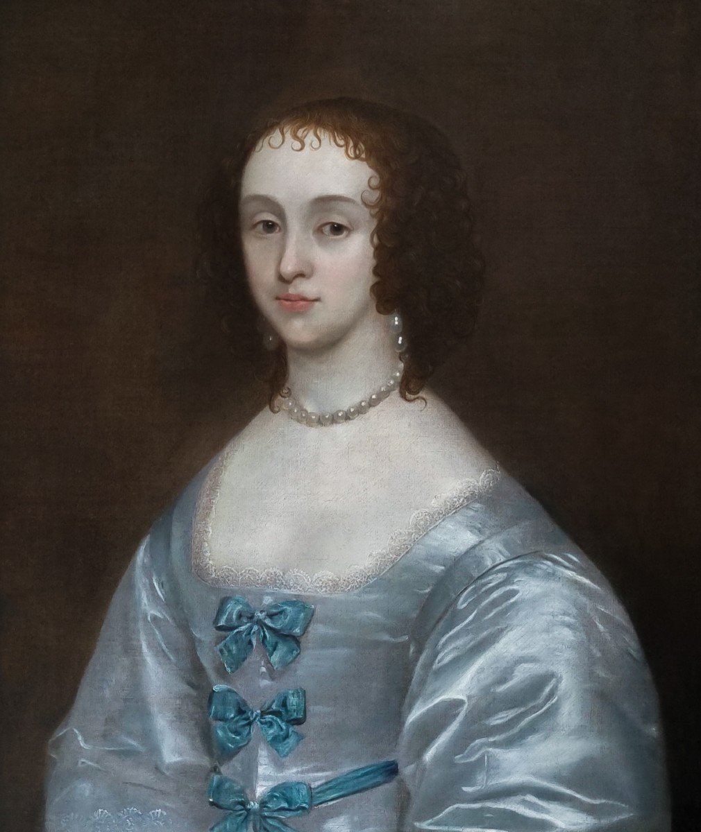 Vers 1637 Portrait De Katherine St Aubyn Godolphin, Peinture Antique Huile Sur Toile-photo-3