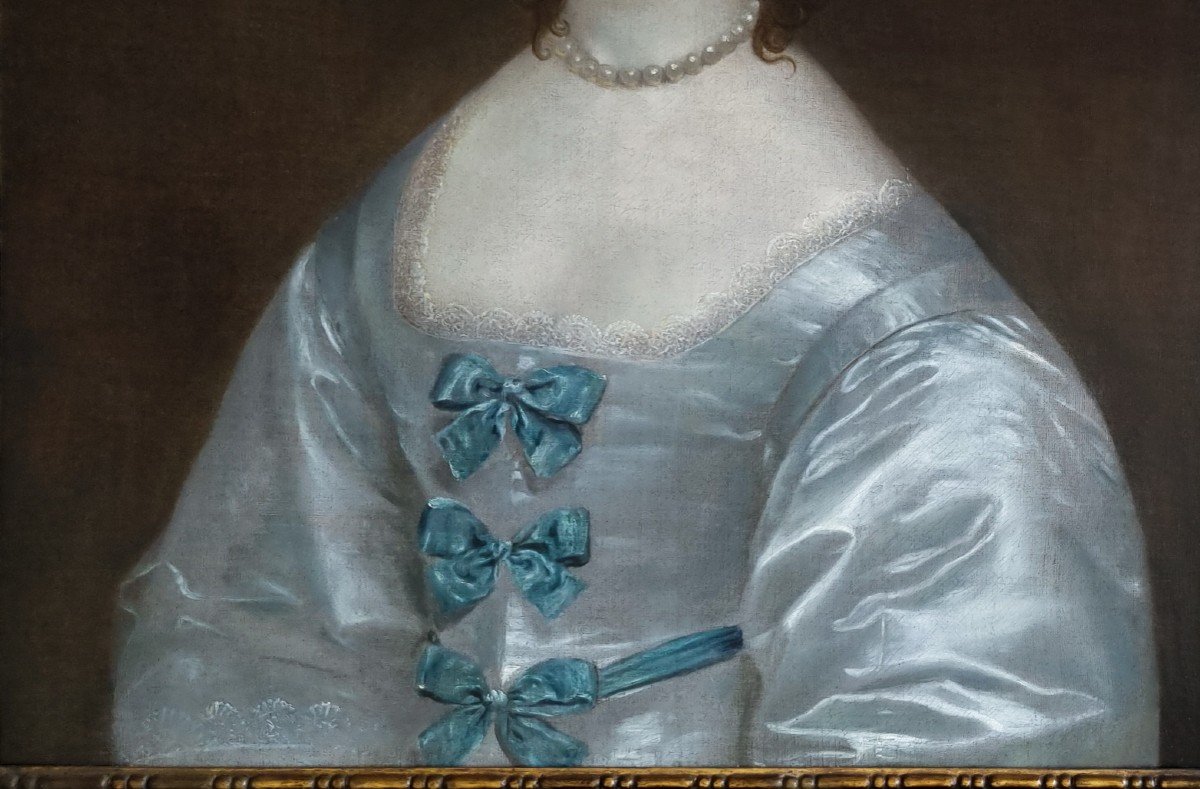 Vers 1637 Portrait De Katherine St Aubyn Godolphin, Peinture Antique Huile Sur Toile-photo-4