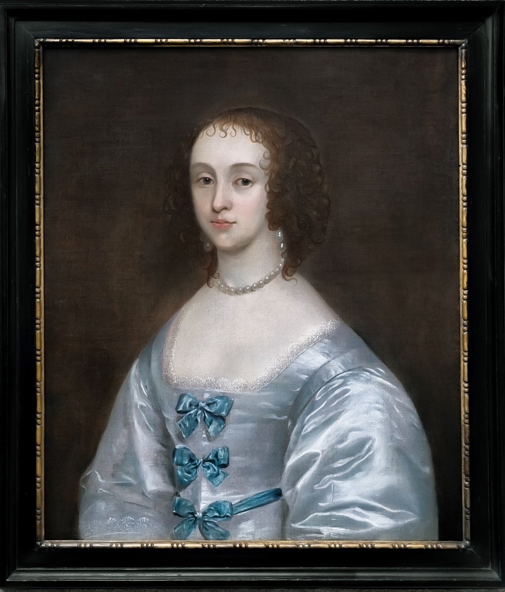 Vers 1637 Portrait De Katherine St Aubyn Godolphin, Peinture Antique Huile Sur Toile