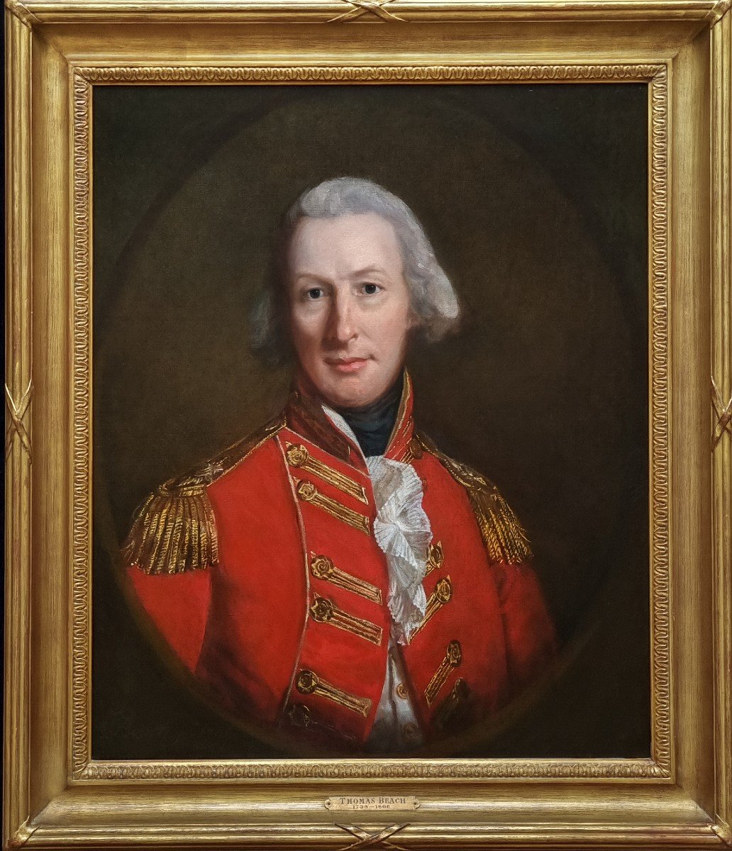 Portrait Of A Gentleman Officer In Uniform, Signed And Dated 1796 By Thomas Beach (1738-1806)-photo-2