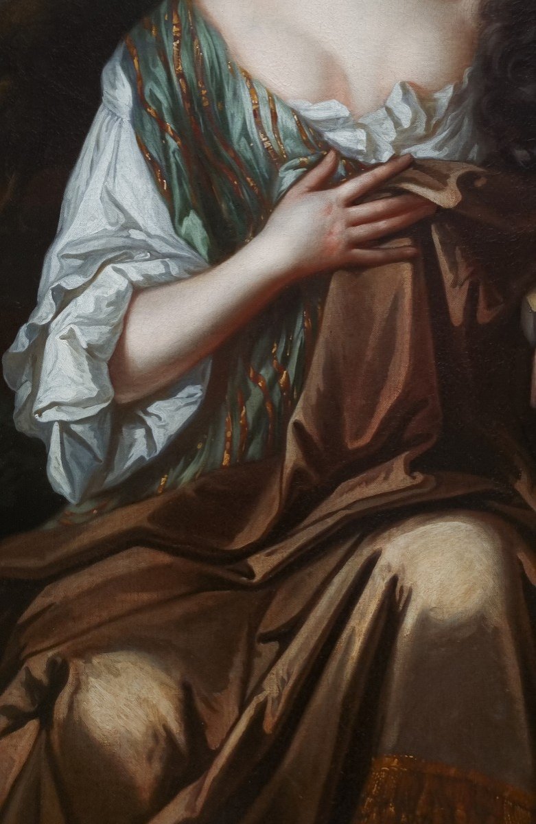 Portrait Of A Lady Seated By A Plinth In A Wooded Landscape C.1684/87; Circle Of Willem Wissing-photo-1