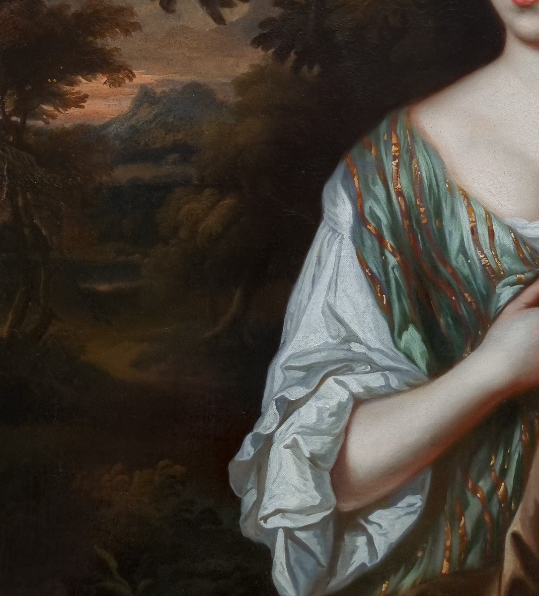 Portrait Of A Lady Seated By A Plinth In A Wooded Landscape C.1684/87; Circle Of Willem Wissing-photo-4