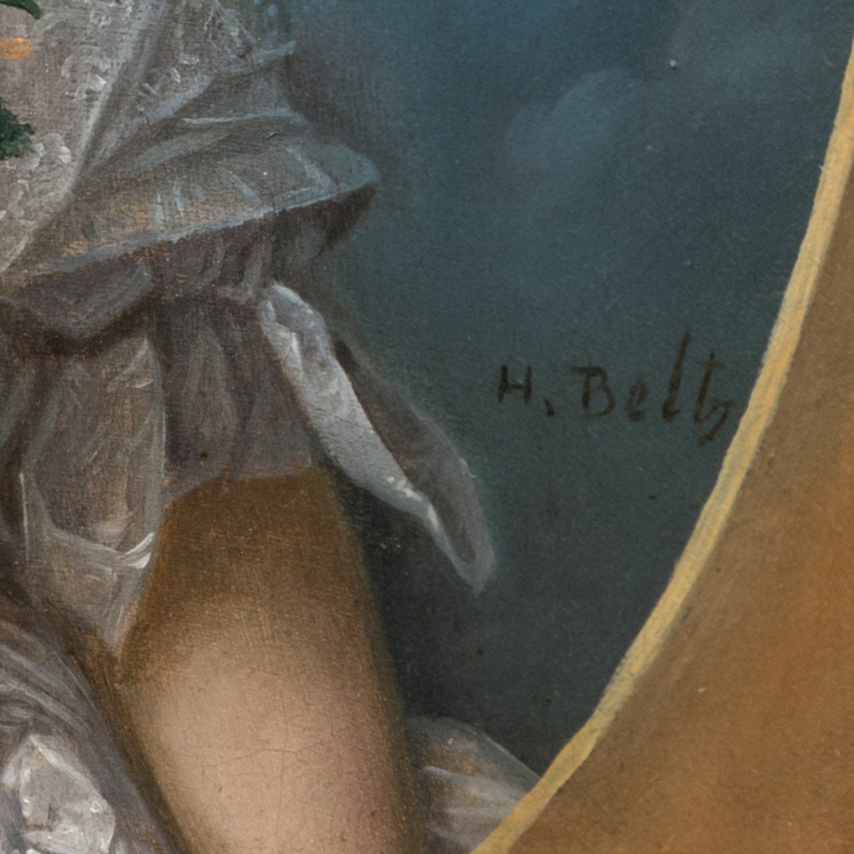 Signed Portrait Of A Young Woman In A White Dress In An Interior C.1840, Oil On Canvas-photo-2