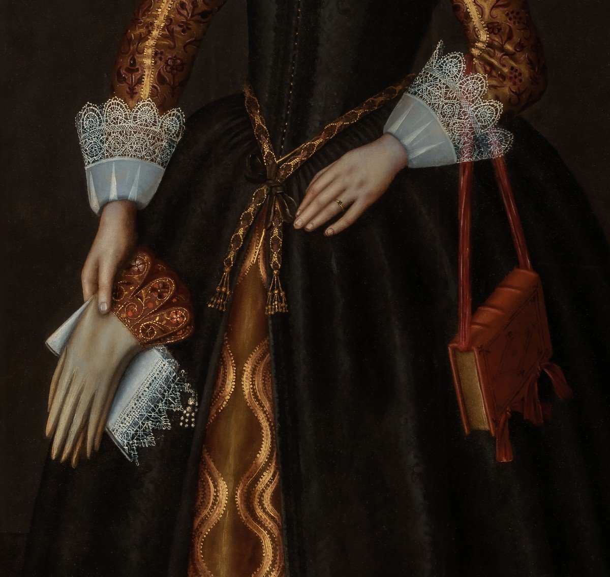 Portrait De Maître Ancien Hollandais De Dame Avec Collerette Et Poignets En Dentelle, Daté 1619-photo-1