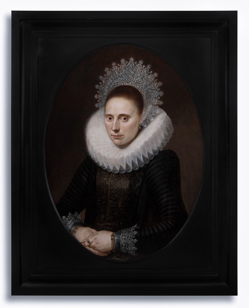 Portrait Of A Lady In An Elaborate Ruff & Lace Coif C.1610-20; Cornelis Van Der Voort
