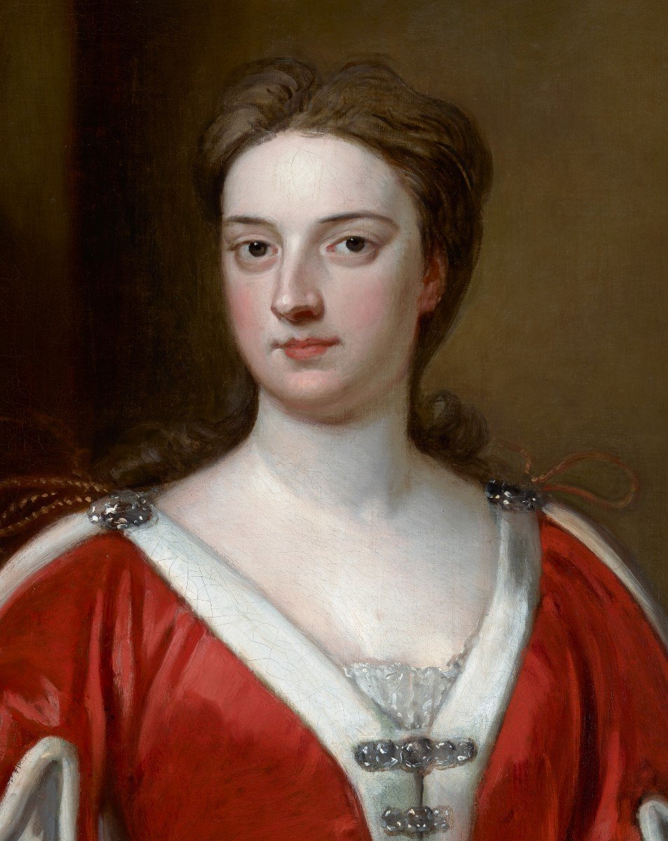 Portrait d'Abigail, Comtesse De Kinnoull, Signé Et Daté, Godfrey Kneller, Huile Sur Toile-photo-5