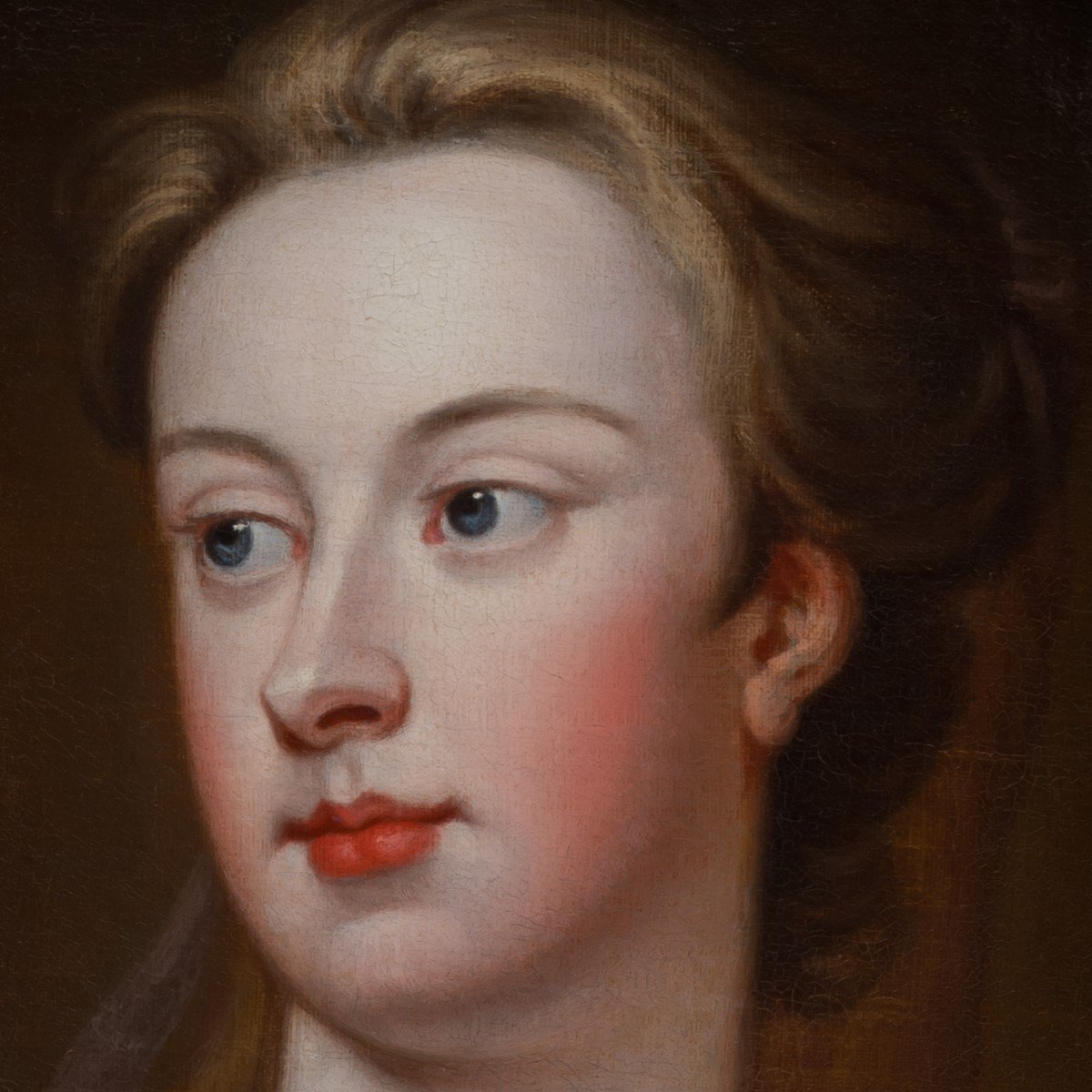 Portrait d'Une Dame élégante En Robe De Soie Rouge Vers 1720, Cadre Doré, Huile Sur Toile-photo-1