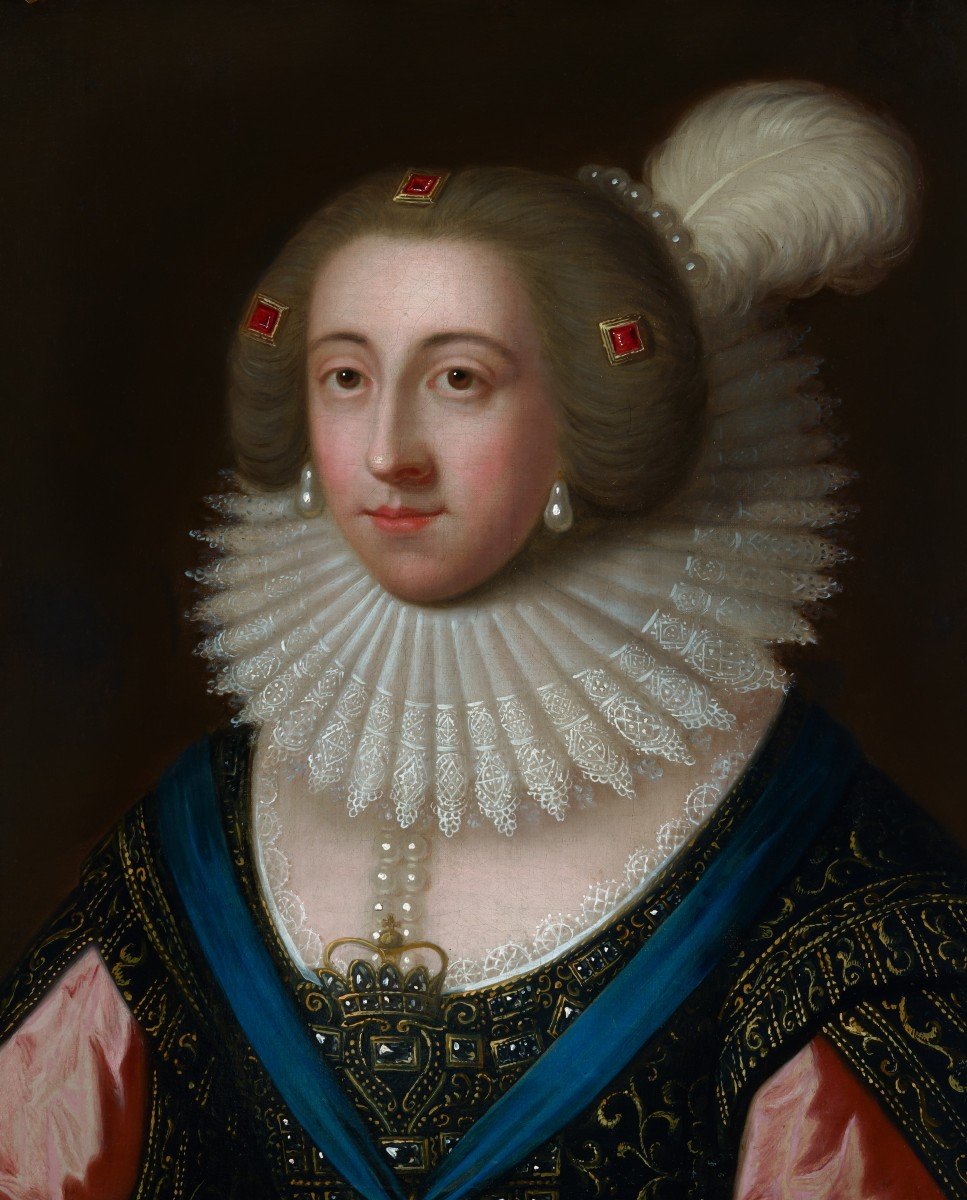 Portrait d'élisabeth, Reine De Bohême Et électrice Palatine, Huile Sur Toile, Cadre Fin Doré-photo-4