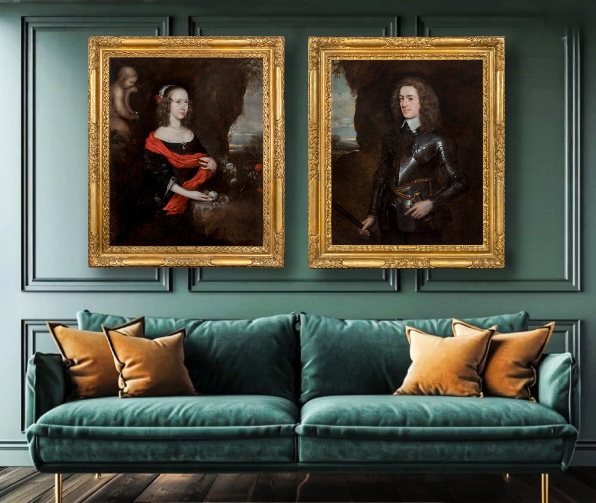 Paire De Portraits, Belle Qualité, Gentleman Et Dame Vers 1656, Huile Sur Toile, Robert Walker