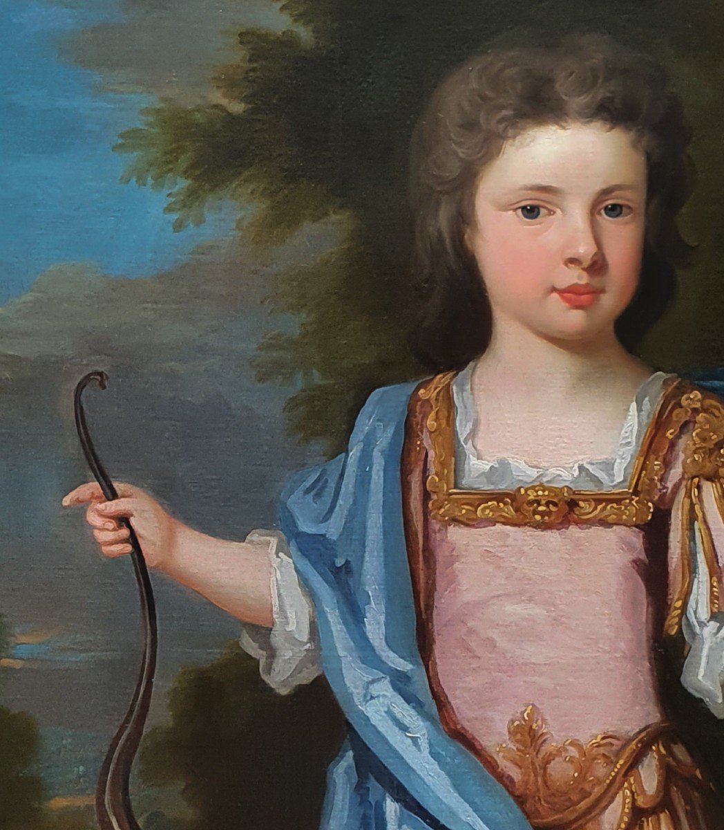 Portrait d'Un Jeune Gentilhomme En Tenue Classique, Arc Et Flèche, Vers 1710, Huile Sur Toile-photo-5