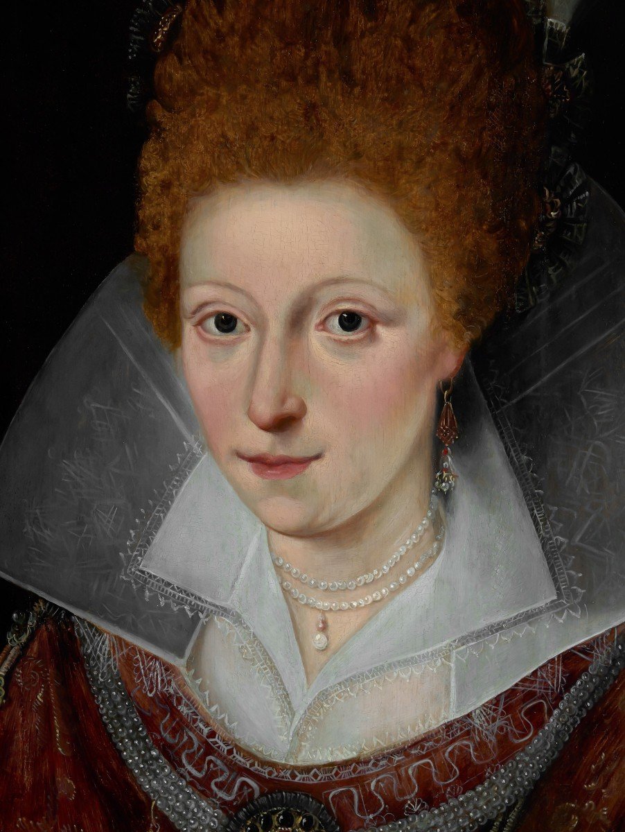 Portrait De La Princesse élisabeth, Future Reine De Bohême, Daté De 1606, Huile Sur Panneau-photo-4