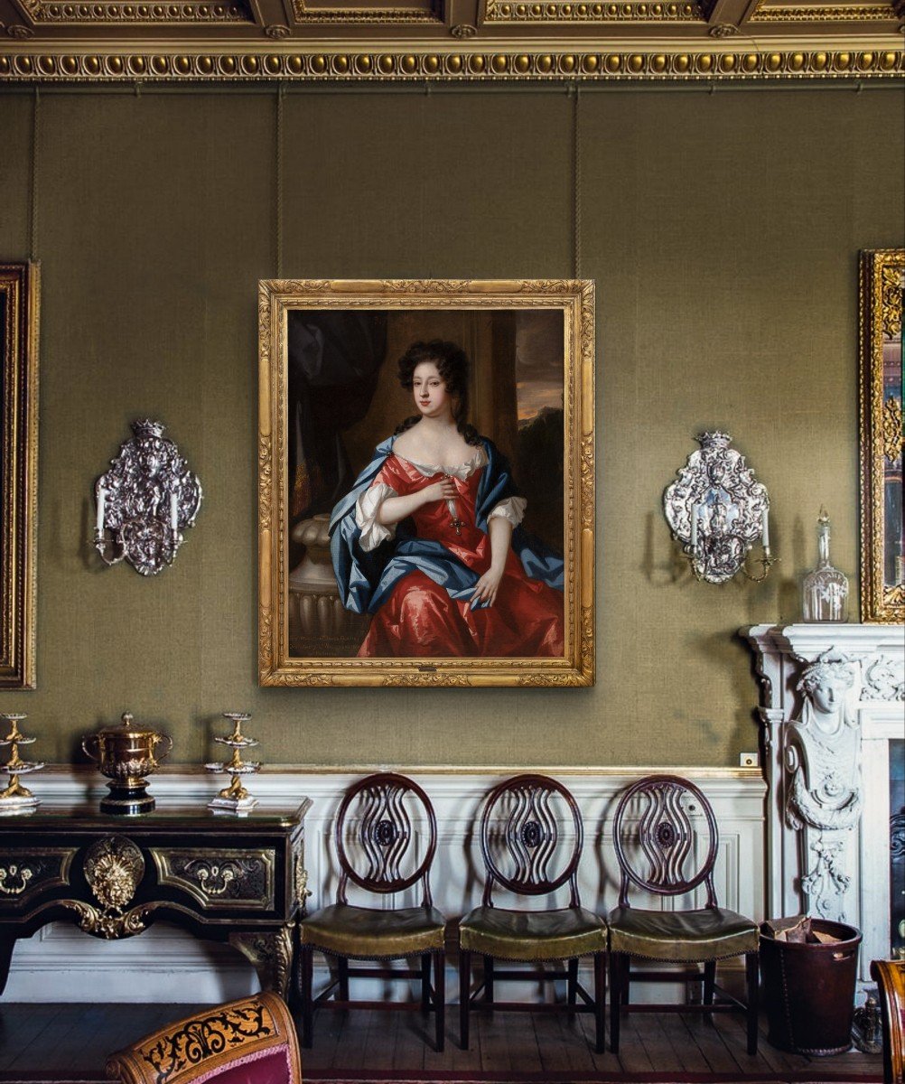 Portrait De Lady Elizabeth Bertie Willoughby Sur Un Porche 1692, Peinture à l'Huile Sur Toile-photo-2