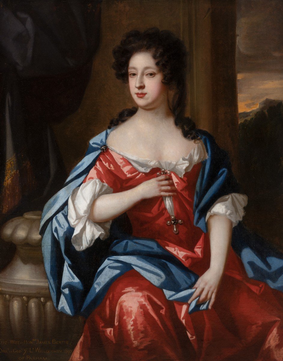 Portrait De Lady Elizabeth Bertie Willoughby Sur Un Porche 1692, Peinture à l'Huile Sur Toile-photo-3