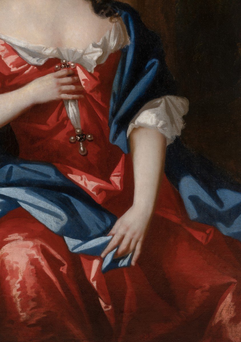 Portrait De Lady Elizabeth Bertie Willoughby Sur Un Porche 1692, Peinture à l'Huile Sur Toile-photo-8