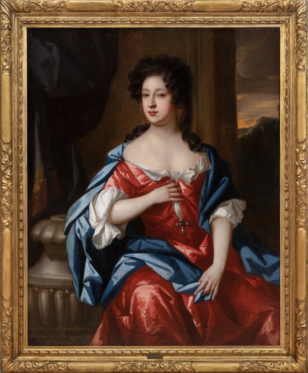 Portrait De Lady Elizabeth Bertie Willoughby Sur Un Porche 1692, Peinture à l'Huile Sur Toile