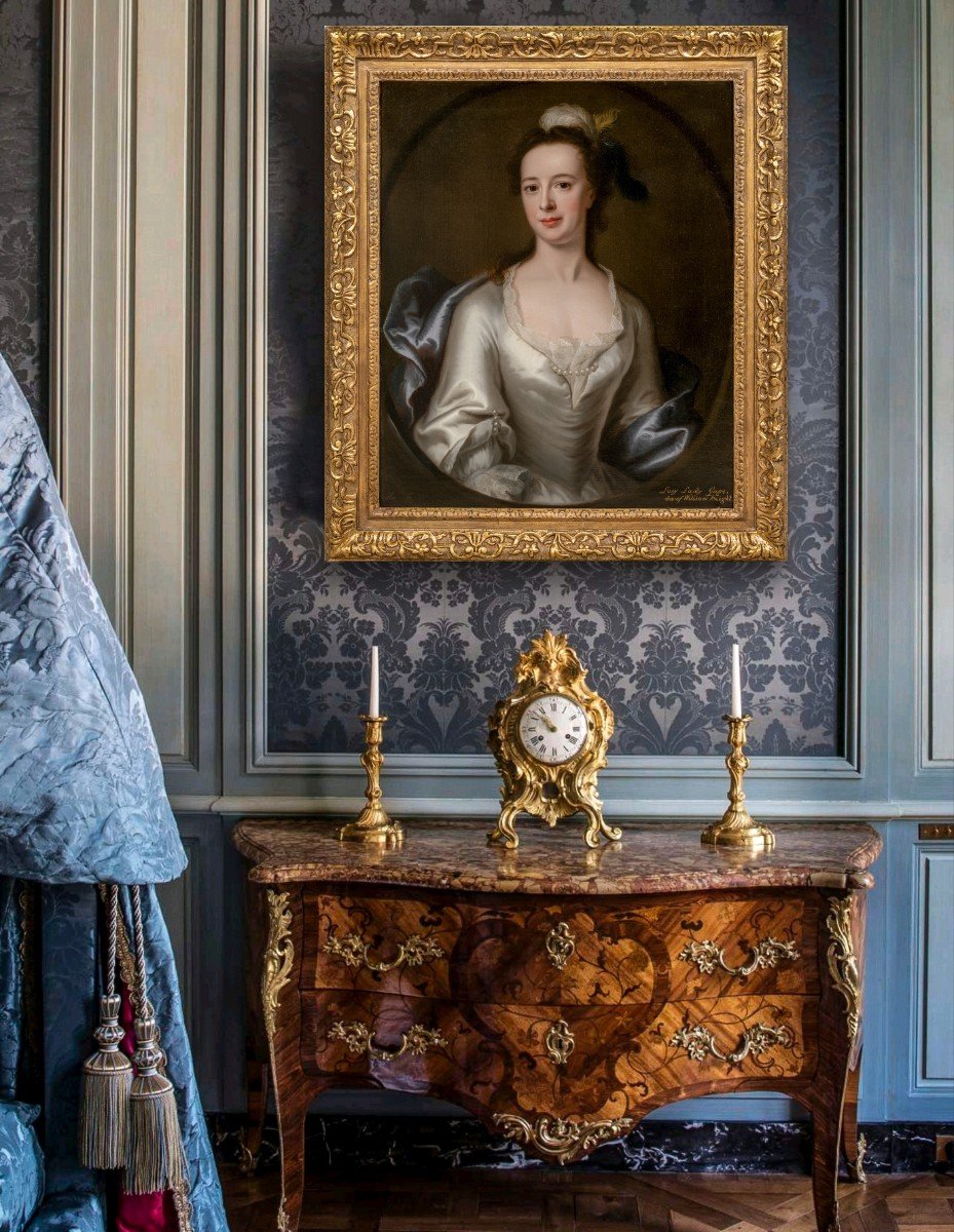 Portrait De Lucy Gage, Signé Et Daté 1748 Par John Theodore Heins, Peinture à l'Huile, Hengrave-photo-3