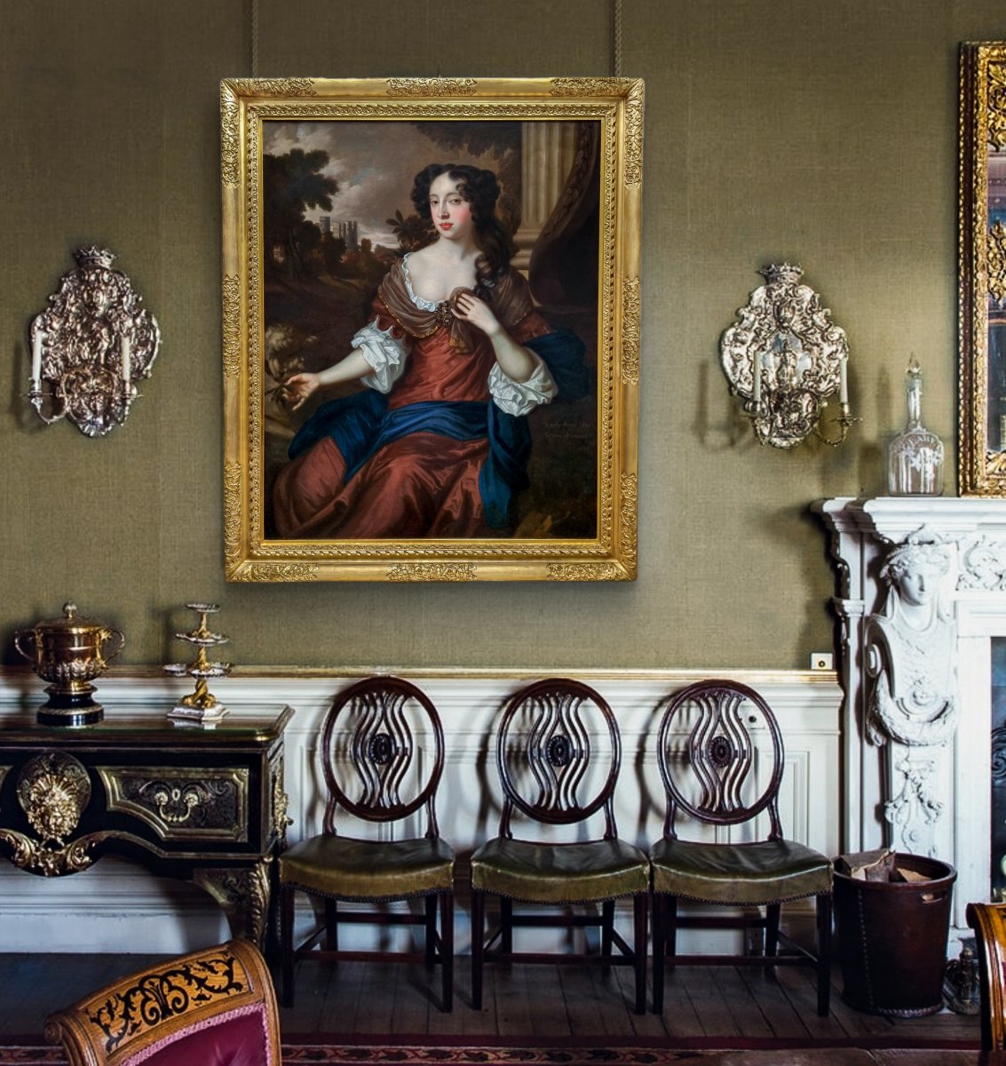 Portrait de Marie de Modène (1658-1718) en duchesse d'York vers 1675-1680, huile sur toile-photo-2