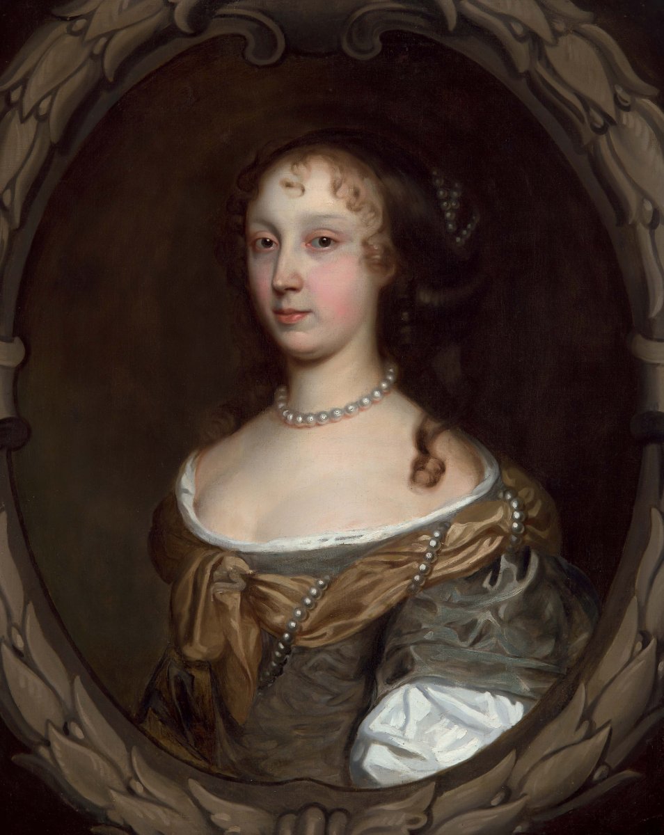 Portrait d'Une Dame En Robe Verte Et Perles Vers 1660 Atelier De John Michael Wright-photo-3
