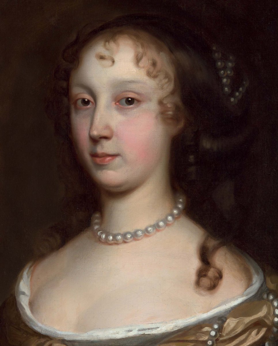 Portrait d'Une Dame En Robe Verte Et Perles Vers 1660 Atelier De John Michael Wright-photo-4