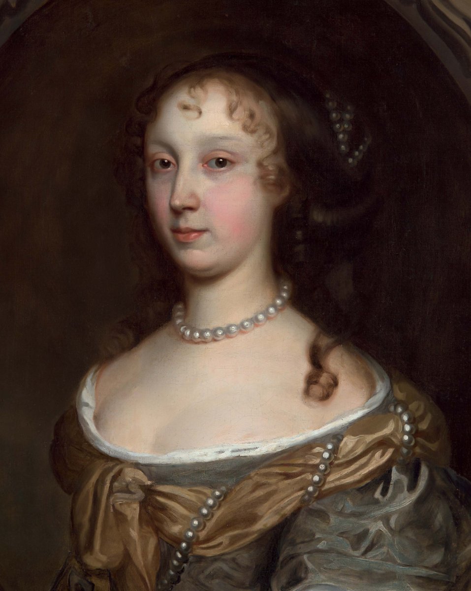 Portrait d'Une Dame En Robe Verte Et Perles Vers 1660 Atelier De John Michael Wright-photo-1