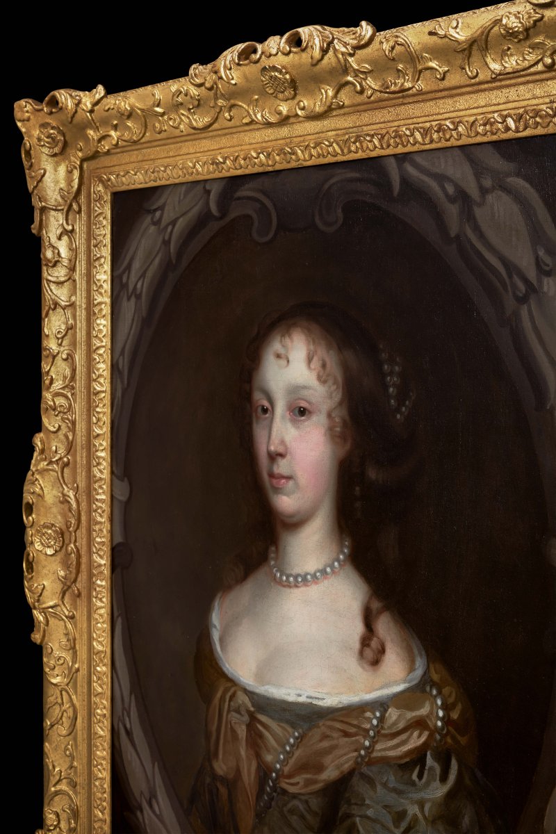 Portrait d'Une Dame En Robe Verte Et Perles Vers 1660 Atelier De John Michael Wright-photo-3