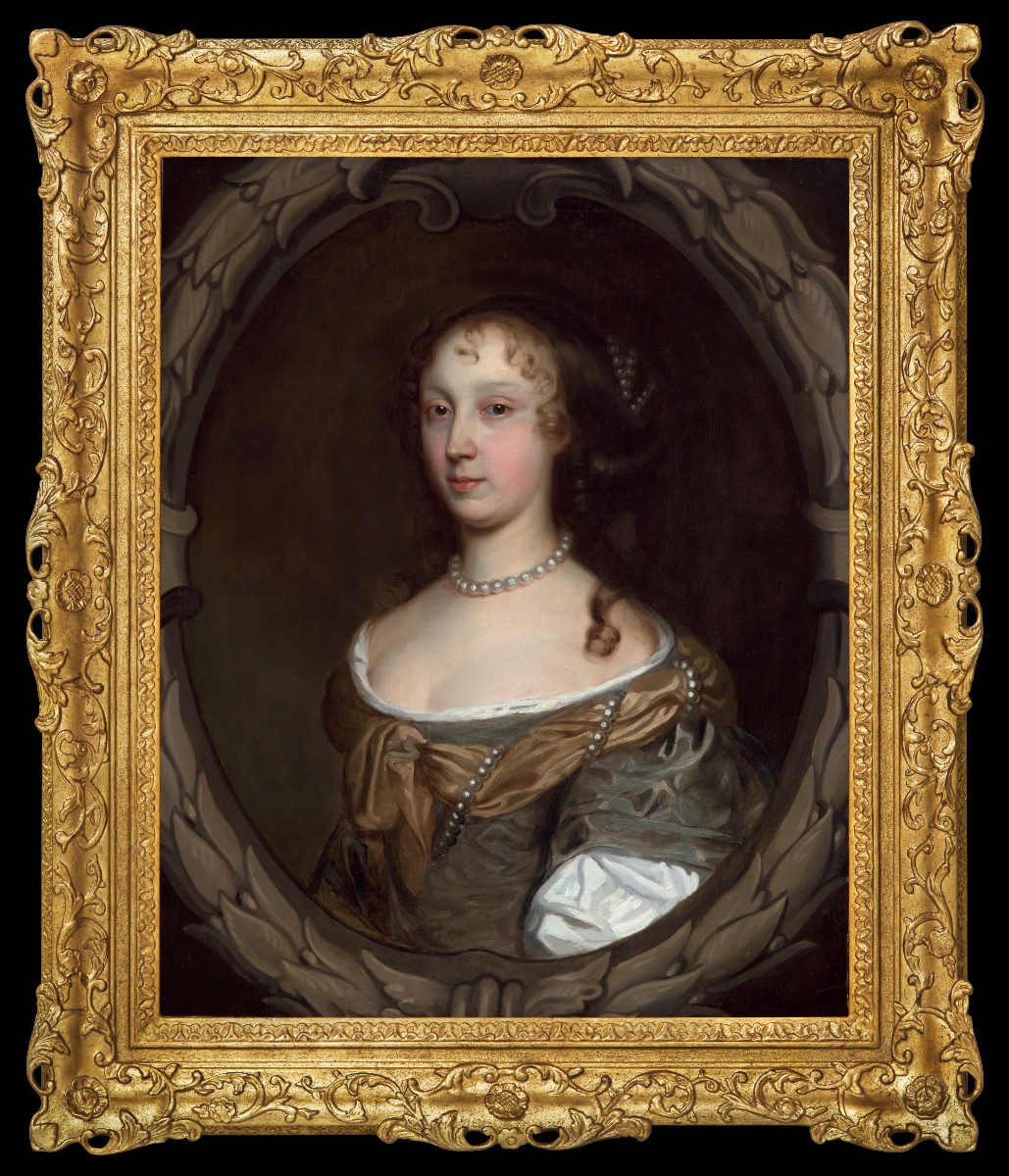 Portrait d'Une Dame En Robe Verte Et Perles Vers 1660 Atelier De John Michael Wright