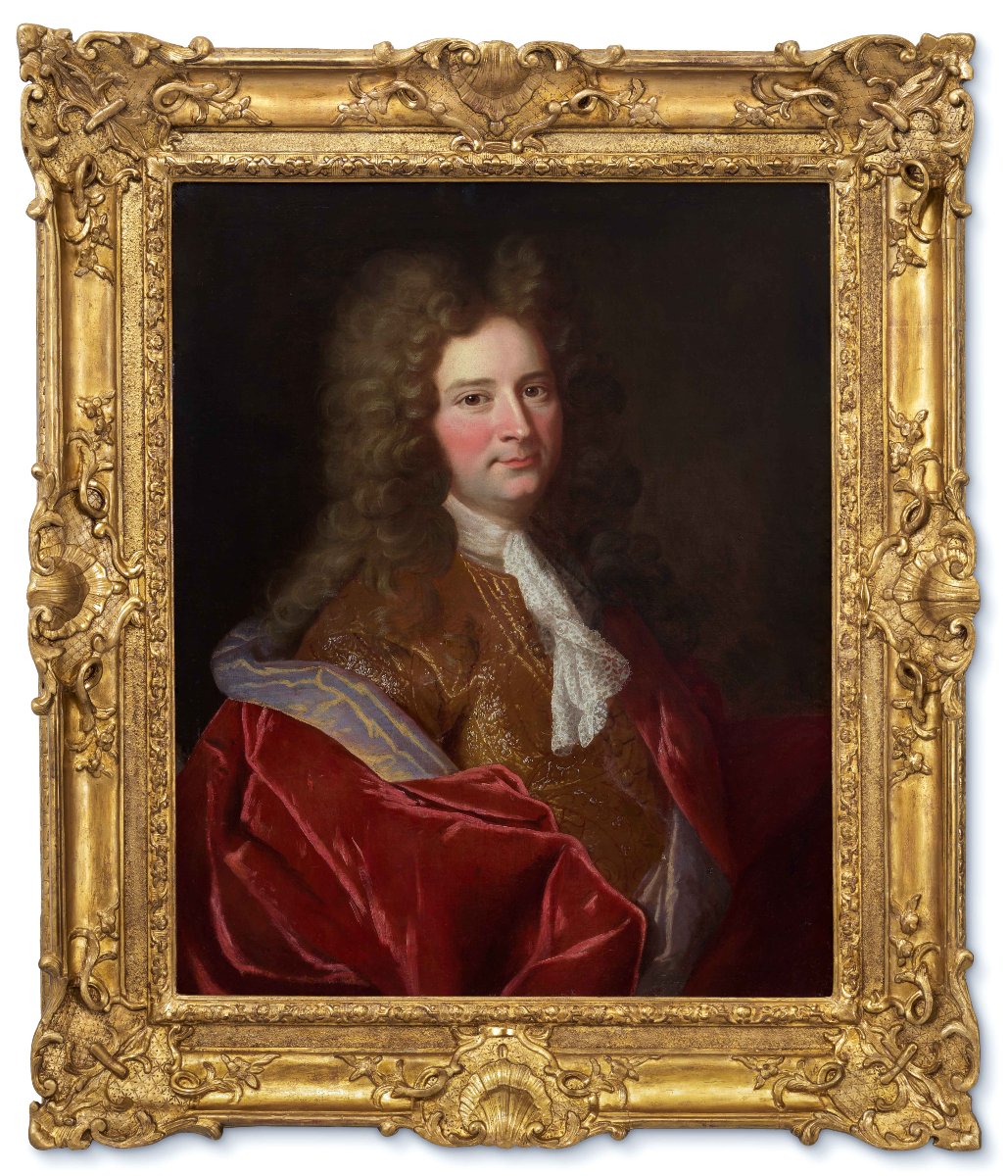 Portrait Of Lady And Portrait Of Gentleman, Velvet & Silk Attire C.1700; Nicolas De Largilliere-photo-3