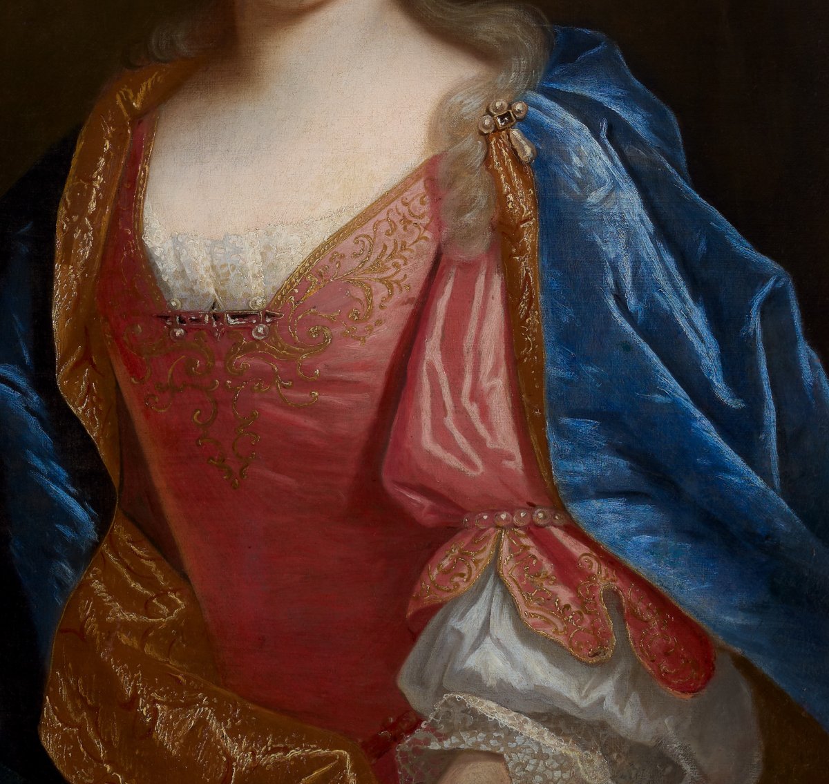 Portrait Of Lady And Portrait Of Gentleman, Velvet & Silk Attire C.1700; Nicolas De Largilliere-photo-4