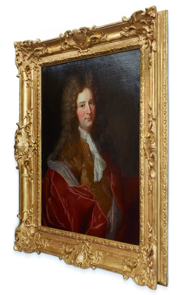 Portrait Of Lady And Portrait Of Gentleman, Velvet & Silk Attire C.1700; Nicolas De Largilliere-photo-5