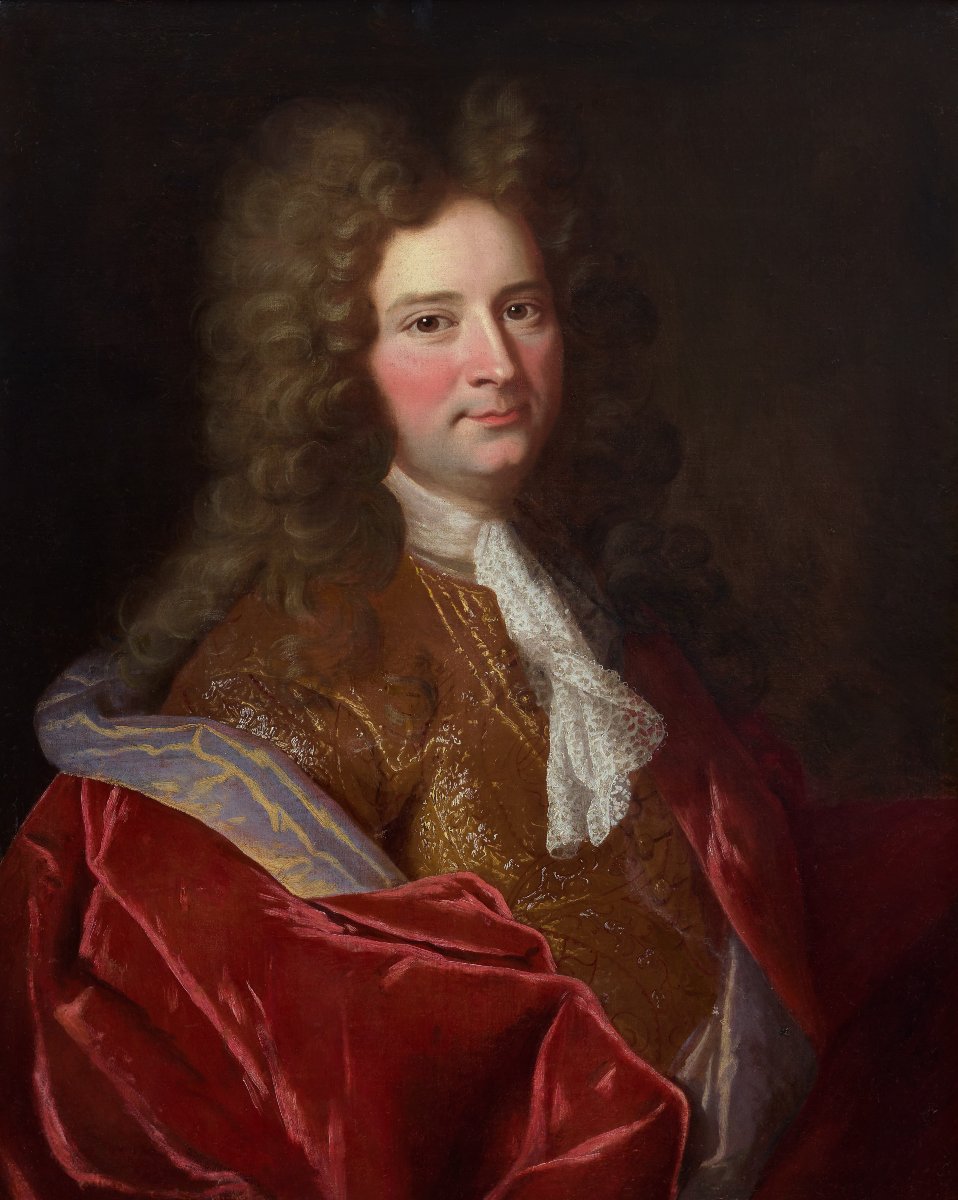 Portrait Of Lady And Portrait Of Gentleman, Velvet & Silk Attire C.1700; Nicolas De Largilliere-photo-6