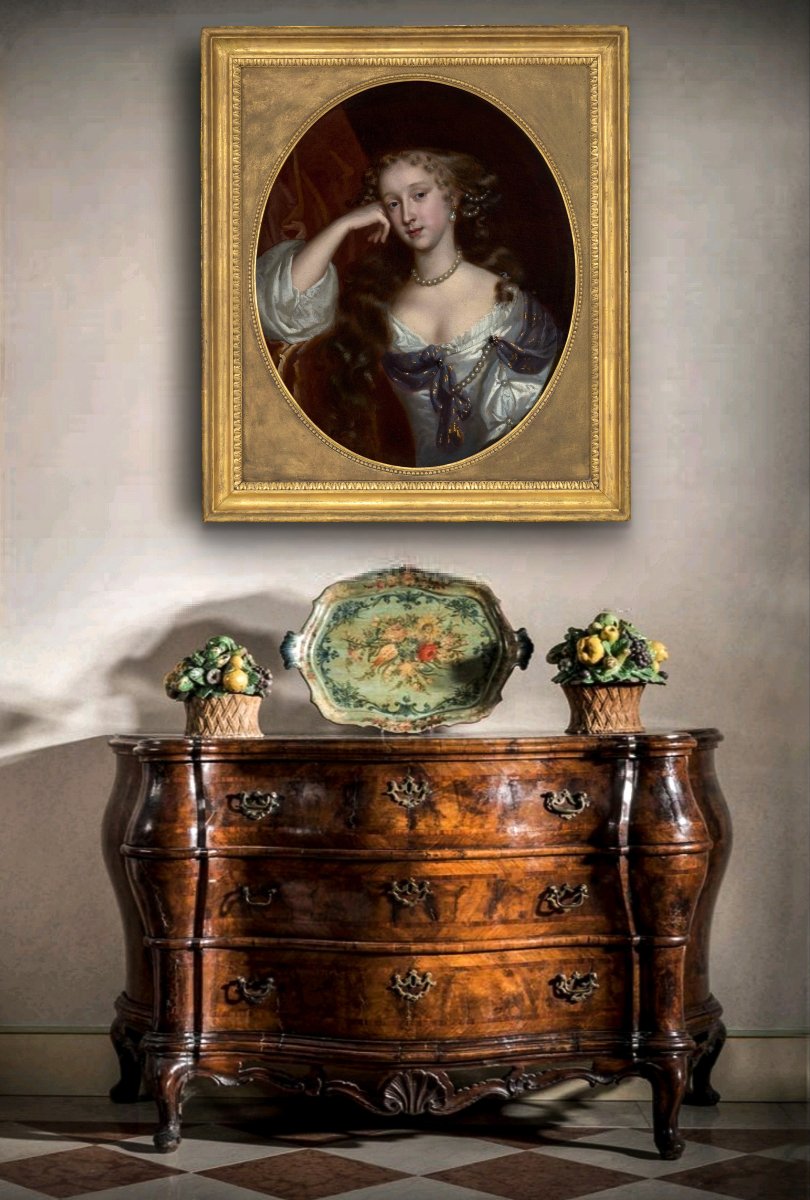 Portrait d'une dame, la comtesse Westmoreland en robe argentée vers 1667, huile sur toile-photo-2