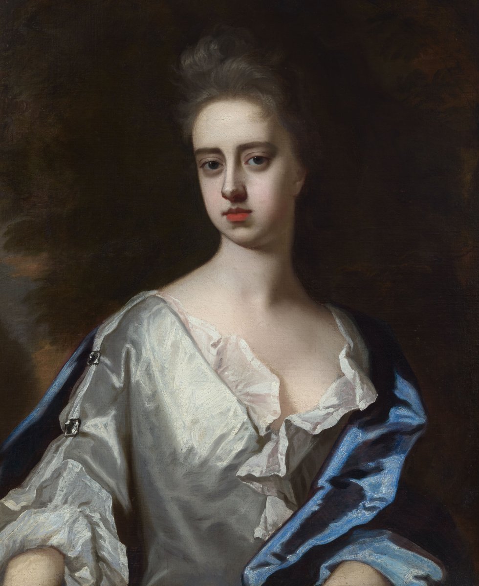 Portrait d'une dame en robe blanche et manteau bleu, Frances Lady Berkeley vers 1695-photo-3