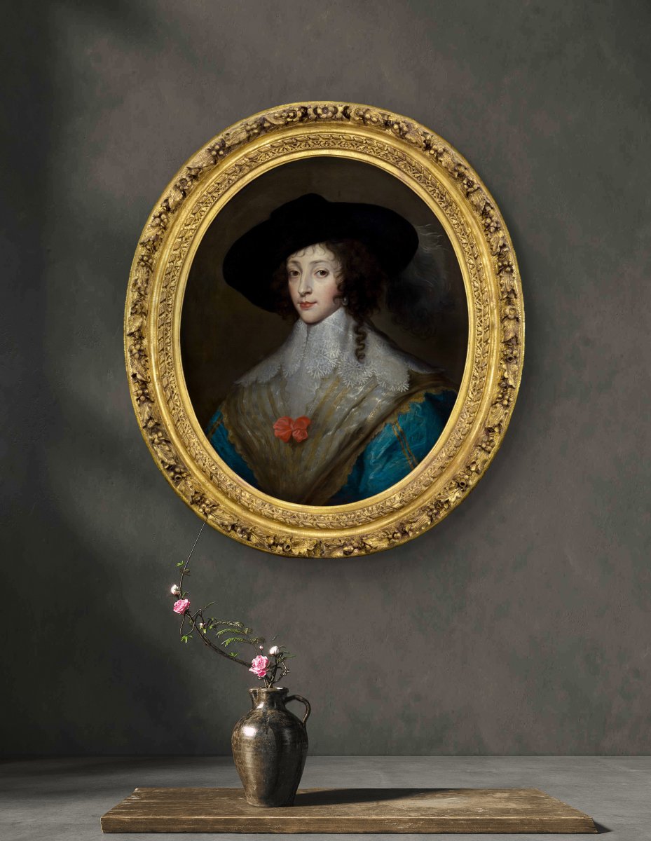 Portrait Of A Lady, Queen Henrietta Maria, C.1640; Anthony Van Dyck, Oil On Canvas Painting-photo-2
