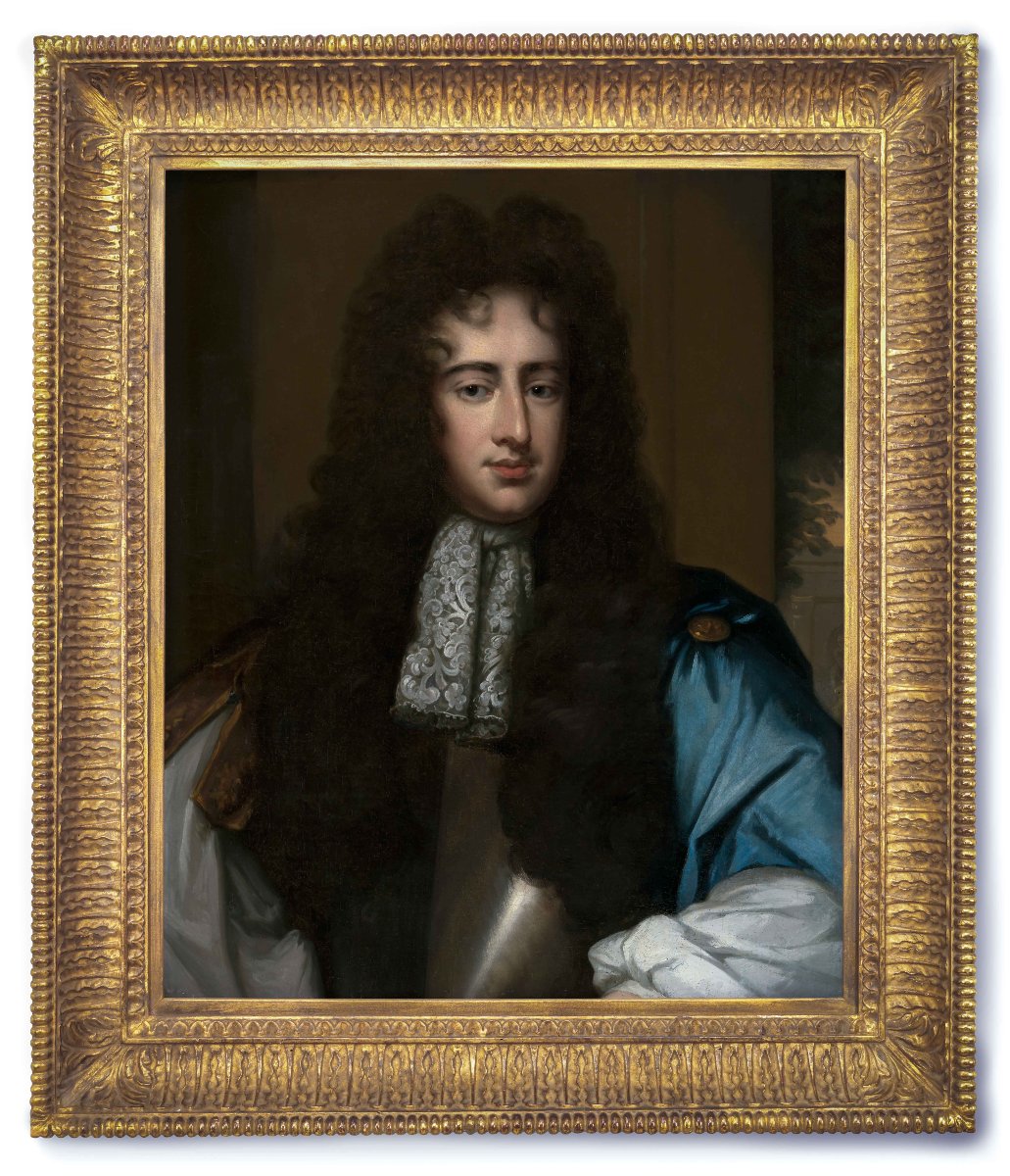 Portrait Of A Gentleman, Sir Henry Hobart Blue Cloak & Cravat C.1683-1684; By William Wissing-photo-3