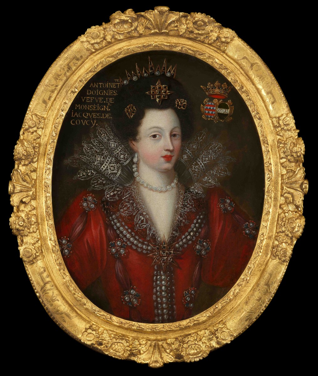Portrait Of Antoinette Coucy In Red Dress Lace Jewels C.1605; 17th Century French School