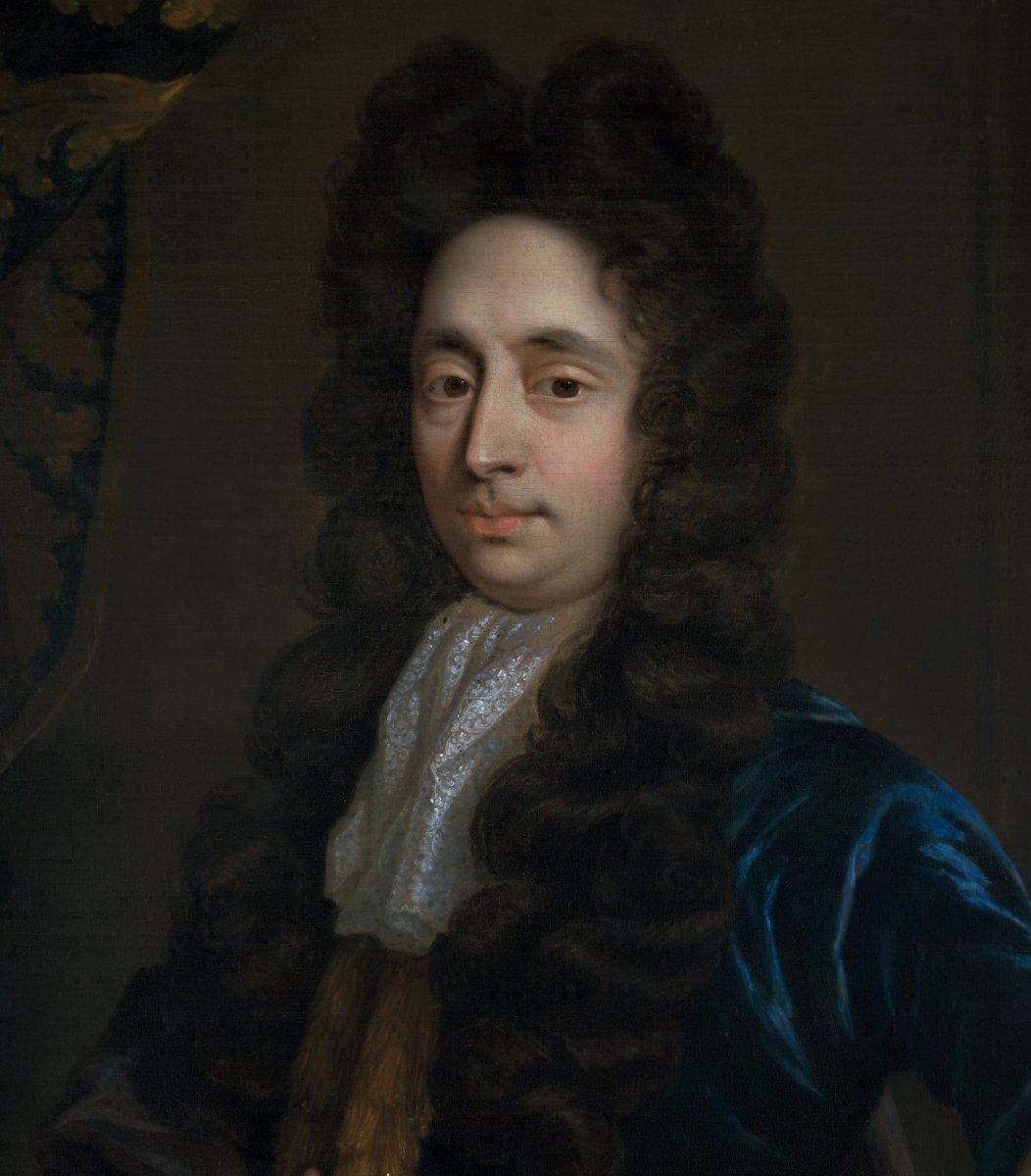 Portrait Of A Gentleman By A Curtain C.1695; Attributed To Constantyn Netscher (c.1668-c.1723)-photo-2
