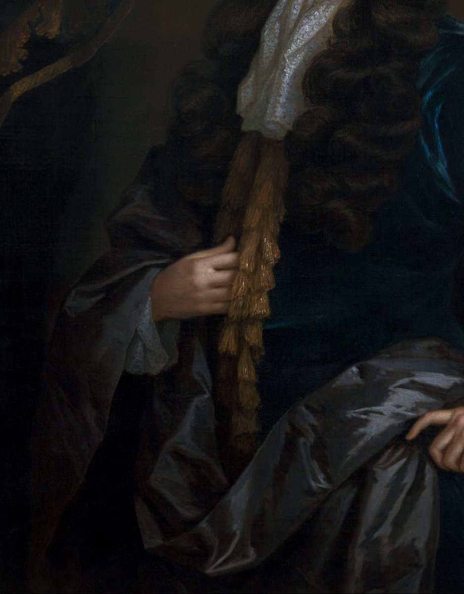 Portrait Of A Gentleman By A Curtain C.1695; Attributed To Constantyn Netscher (c.1668-c.1723)-photo-4