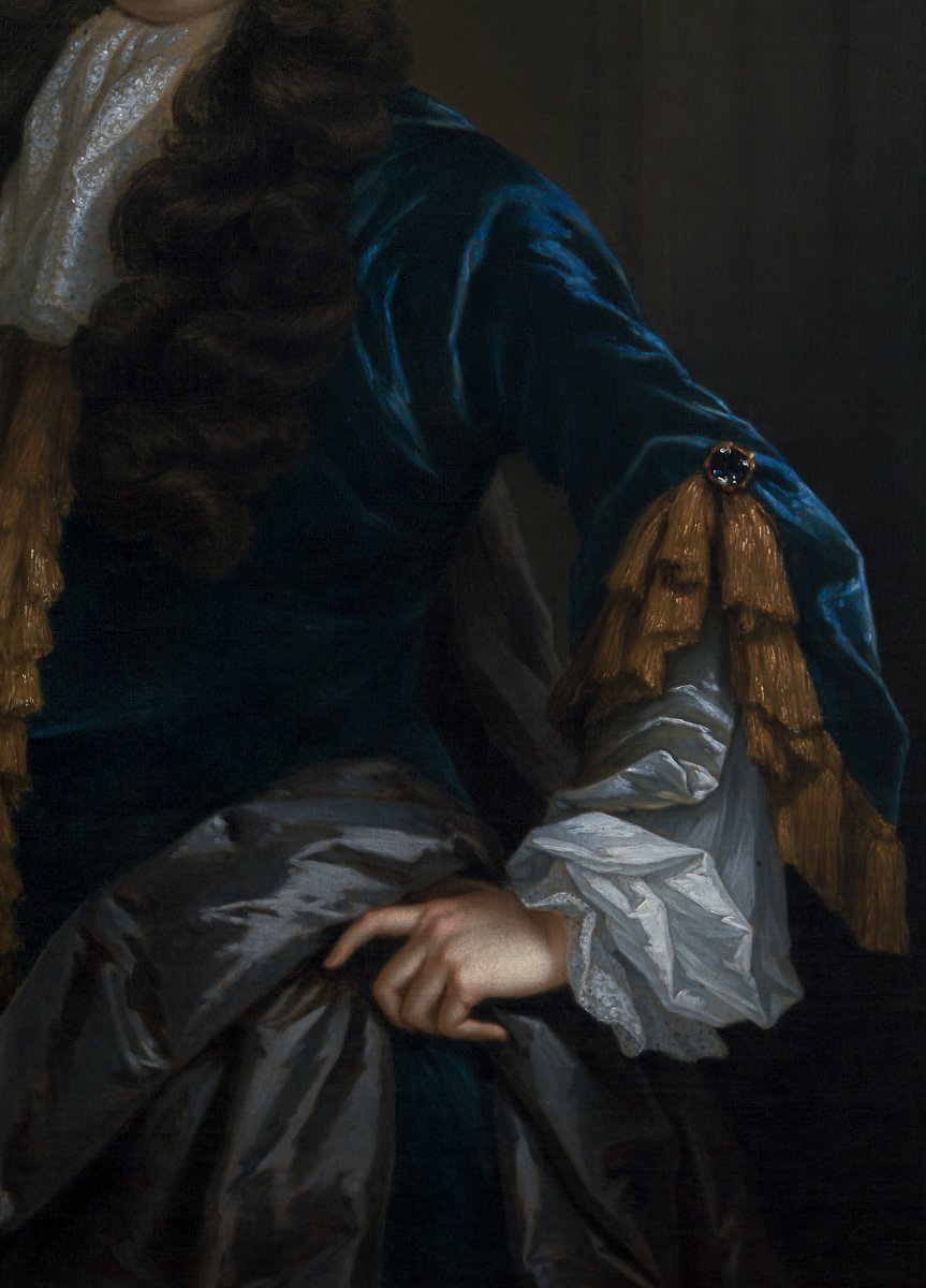 Portrait Of A Gentleman By A Curtain C.1695; Attributed To Constantyn Netscher (c.1668-c.1723)-photo-5