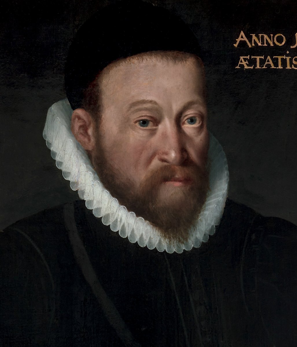 Civic Portrait Of A Gentleman In A Doublet Beside A Table With Clock, Dated 1595, Oil On Panel-photo-2