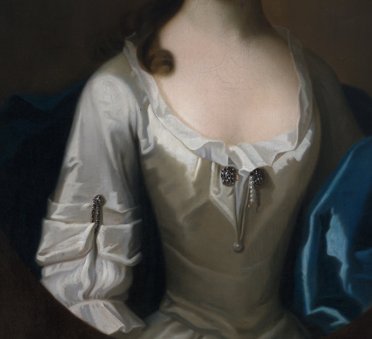 Portrait Of Jane Harris (later Mrs Bigg) In A White Dress And Blue Mantle C.1731; Enoch Seeman-photo-3
