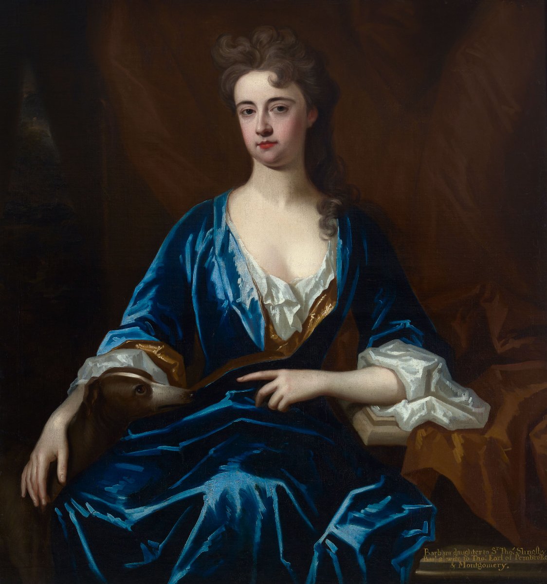 Portrait d'une dame assise dans un intérieur avec un chien, vers 1708, Charles d'Agar-photo-3