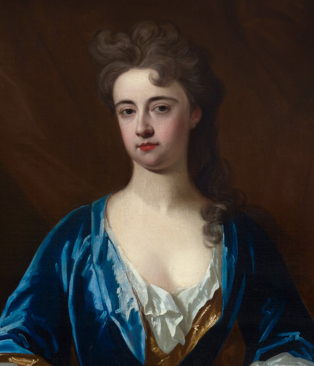 Portrait d'une dame assise dans un intérieur avec un chien, vers 1708, Charles d'Agar-photo-4