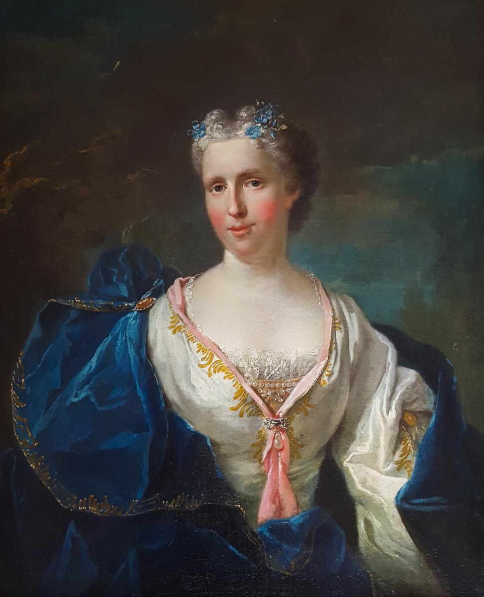 Grand Et Beau Portrait Français Du XVIIIe Siècle D’une Femme, Provenance Château-photo-2